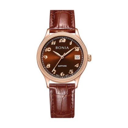 Bonia Elegance BNB10917-2544 Brown Leather Strap Women Watch 